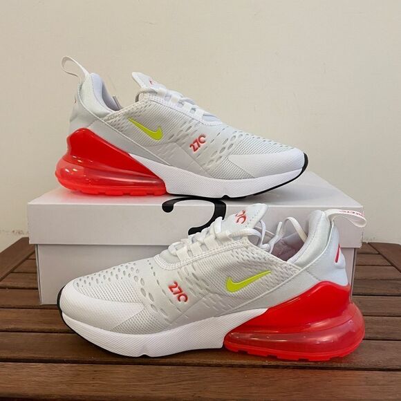 Nike Air Max 270 White/Volt-Bright Crimson US Women 7.5/UK 5/EU 38.5(AH6789-114) - Picture 3 of 13